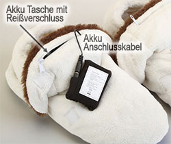 Der Akku befindet sich unter der Stulpe in einer eigenen Tasche mit Reißverschluss. 